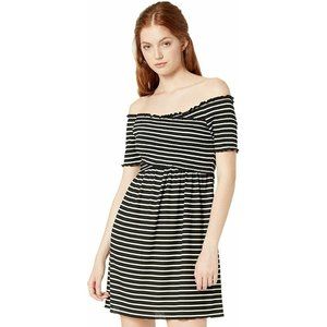 Jack By BB Dakota  Women's Always Sunny Striped Cross-Front Smocked Knit Dress